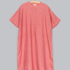 Eileen Fisher Washed Organic Linen Delave Shirt Dress L
